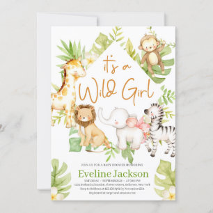 It''s A Wild Girl baby Shower Invitation Animals