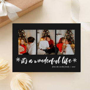 It's A Wonderful Life Black Christmas 3 Photo Holiday Card