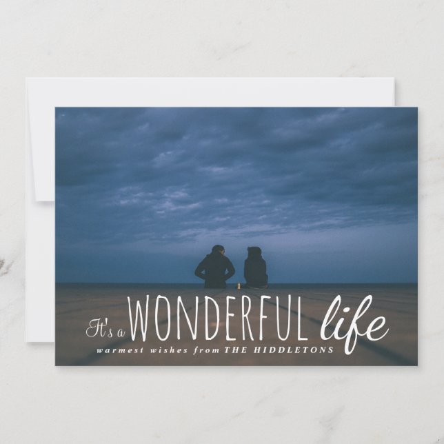 Its A Wonderful Life Cute Script Holiday Photo Card (Front)