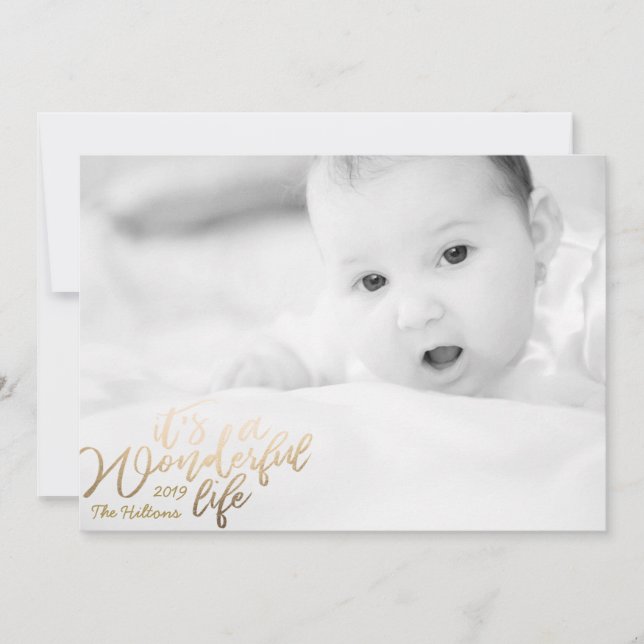 It's a Wonderful life Foil Gold Christmas Photo Holiday Card (Front)