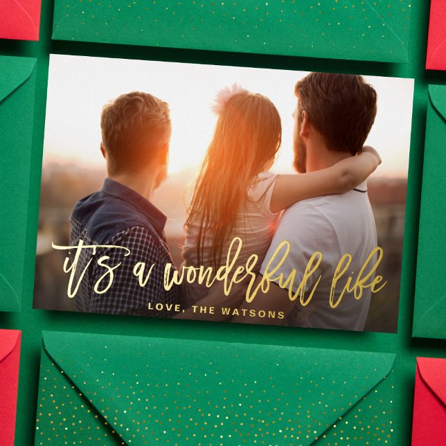 It's a Wonderful Life GOLD Christmas Photo Foil Holiday Card (Creator Uploaded)