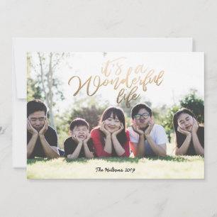 it's a Wonderful life Gold Foil Christmas Photo Holiday Card