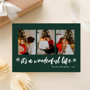It's A Wonderful Life Green Christmas 3 Photo  Holiday Card