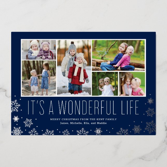 It's a Wonderful Life MultiPhoto Foil Holiday Card (Front)