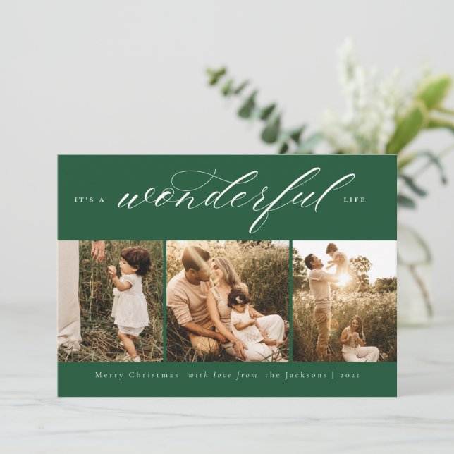 It's A Wonderful Life Photo Holiday Card Green (Standing Front)