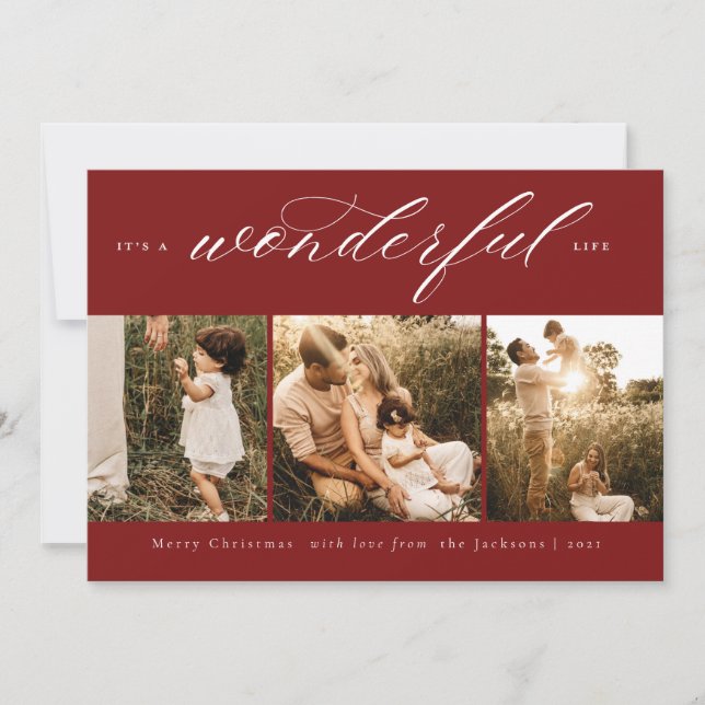 It's a Wonderful Life Photo Holiday Card Red (Front)