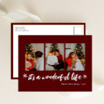 It's A Wonderful Life Red Christmas Photo Collage Holiday Postcard<br><div class="desc">It's A Wonderful Life Red Christmas Photo Collage Holiday Postcard. Send Holiday Greetings to your loved ones with this festive and Modern Holiday Card. All the texts are pre-arranged for you to personalise easily and quickly with your own details. Happy Holidays!</div>
