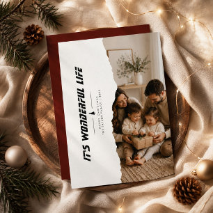It's a Wonderful Life Torn Paper Family Christmas Holiday Card