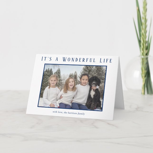 It's a Wonderful Life White Minimalist Photo Holiday Card (Front)