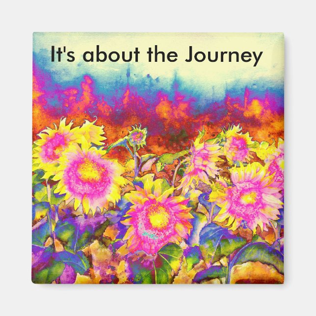 It's about the Journey - Sunflower Fields Magnet (Front)