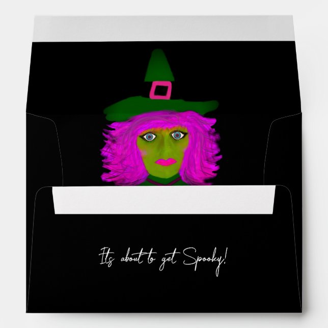 It's About To Get Spooky Halloween Party Witch Envelope (Back (Bottom))
