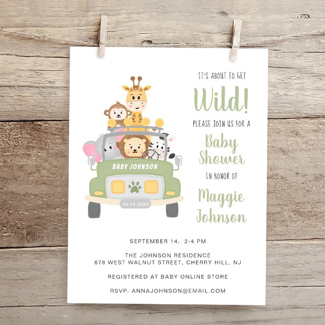 It's About to Get Wild Animal Safari Baby Shower Invitation (Creator Uploaded)