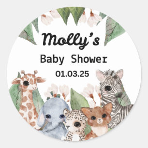 It's About To Get Wild Baby Shower Round Sticker