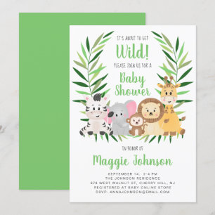 It's About to Get Wild Safari Animal Baby Shower Invitation
