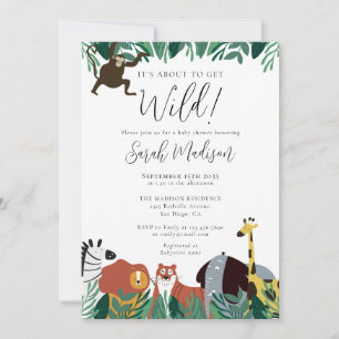 Its About To Get Wild Safari Animals Baby Shower Invitation