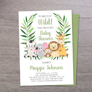 It's About to Get Wild Safari Animals Baby Shower Invitation
