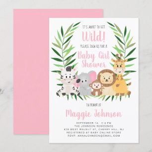 It's About to Get Wild Safari Baby Girl Safari Invitation
