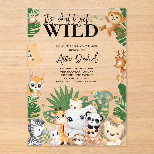 Its About to Get Wild Safari Jungle Baby Shower Acrylic Invitations