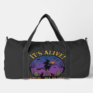 Its Alive Halloween Witch Pumpkin Black Cat Tombst Duffle Bag
