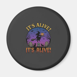 Its Alive Halloween Witch Pumpkin Black Cat Tombst Magnet