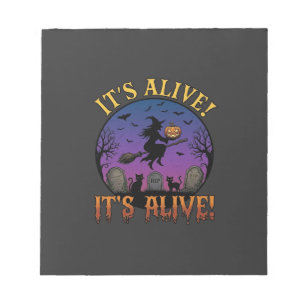 Its Alive Halloween Witch Pumpkin Black Cat Tombst Notepad