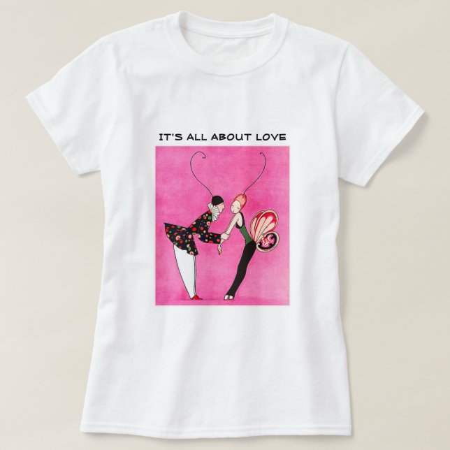It's all about Love. Valentine's Day Gift T-Shirt (Design Front)