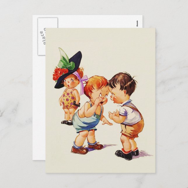 It's all about Love. Vintage Art Holiday Postcard (Front/Back)