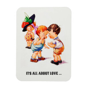 It's all about Love. Vintage Art Magnet