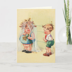 It's all about Love. Vintage Art Valentine's Day  Holiday Card