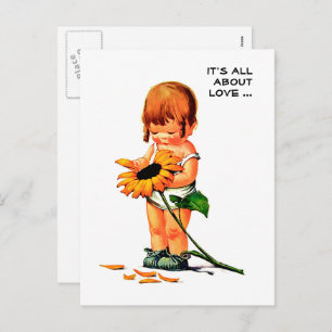 It's all about love. Vintage Art Valentine's Day  Holiday Postcard