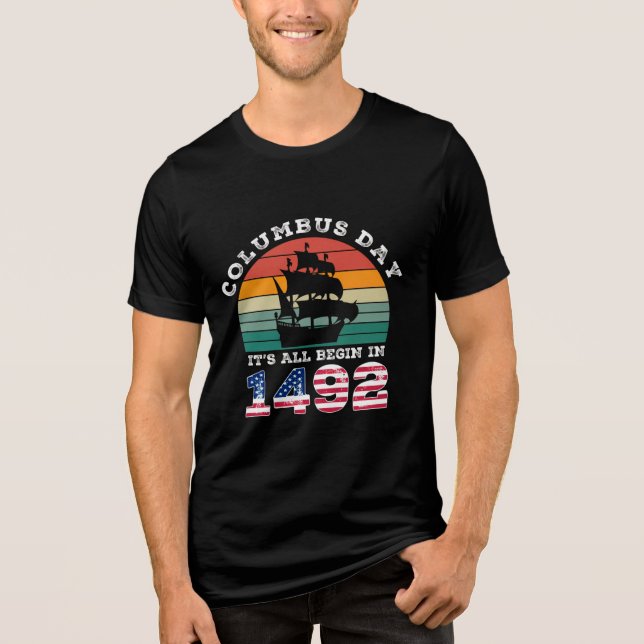 ITS ALL BEGIN IN 1942 Columbus Day Tri-Blend Shirt (Front)