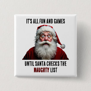 It's All Fun And Games, Cute Santa Claus Christmas 15 Cm Square Badge