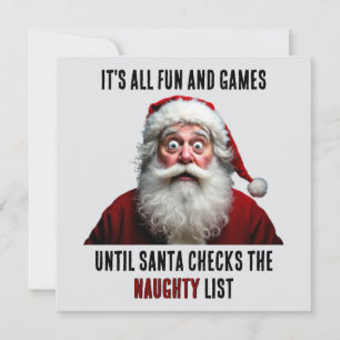 It's All Fun And Games, Cute Santa Claus Christmas Holiday Card