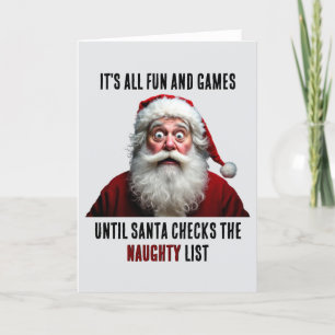 It's All Fun And Games, Cute Santa Claus Christmas Holiday Card