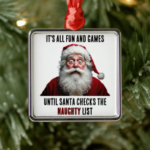 It's All Fun And Games, Cute Santa Claus Christmas Metal Tree Decoration