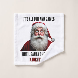 It's All Fun And Games, Cute Santa Claus Christmas Wash Cloth