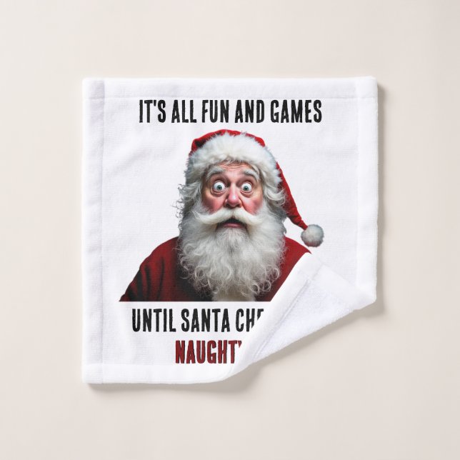 It's All Fun And Games, Cute Santa Claus Christmas Wash Cloth (Wash Cloth)