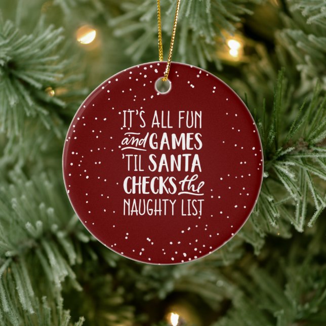 It's All Fun & Games Naughty List Christmas Ceramic Tree Decoration (Tree)