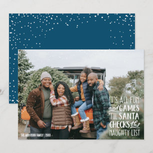 It's All Fun & Games Naughty List Christmas Photo Invitation