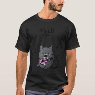 It's All Groovy Women's Black Tuxedo Cat with Guit T-Shirt