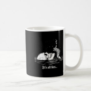 Its All Lies Funny Skeleton Smoking Dark Aesthetic Coffee Mug