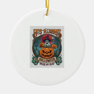 Its Always Halloween Inside Head Pumpkin Ghost Sna Ceramic Tree Decoration