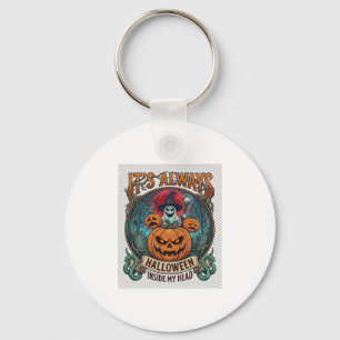 Its Always Halloween Inside Head Pumpkin Ghost Sna Key Ring
