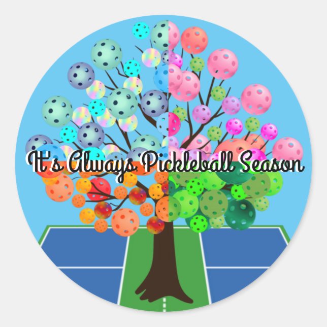 It's Always Pickleball Season - Four Seasons Tree  Classic Round Sticker (Front)