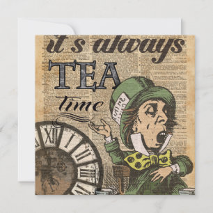 "It's always tea time" Mad Hatter Dictionary Art