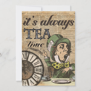 "It's always tea time" Mad Hatter Dictionary Art