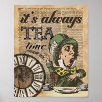 Its always tea time Mad Hatter Dictionary Art