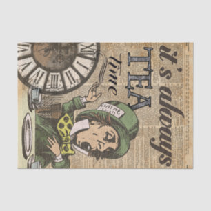 "It's always tea time" Mad Hatter Dictionary Art Tissue Paper