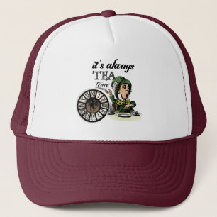 "It's always tea time" Mad Hatter Dictionary Art Trucker Hat
