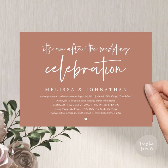 It's an after the wedding celebration, dinner invitation (Happily Ever After Party, After the wedding celebration Romantic Dinner Invites PDF Earthy Brown)